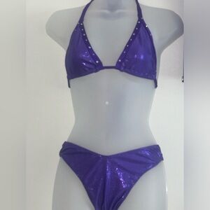 Stripper dance outfit purple with rhinestones
